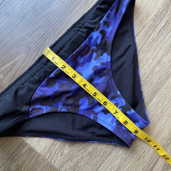 Athleta Maldives Bra Cup Tankini Sz 38 B/C Bottoms Sz S Blue Black Camo - Picture 16 of 16